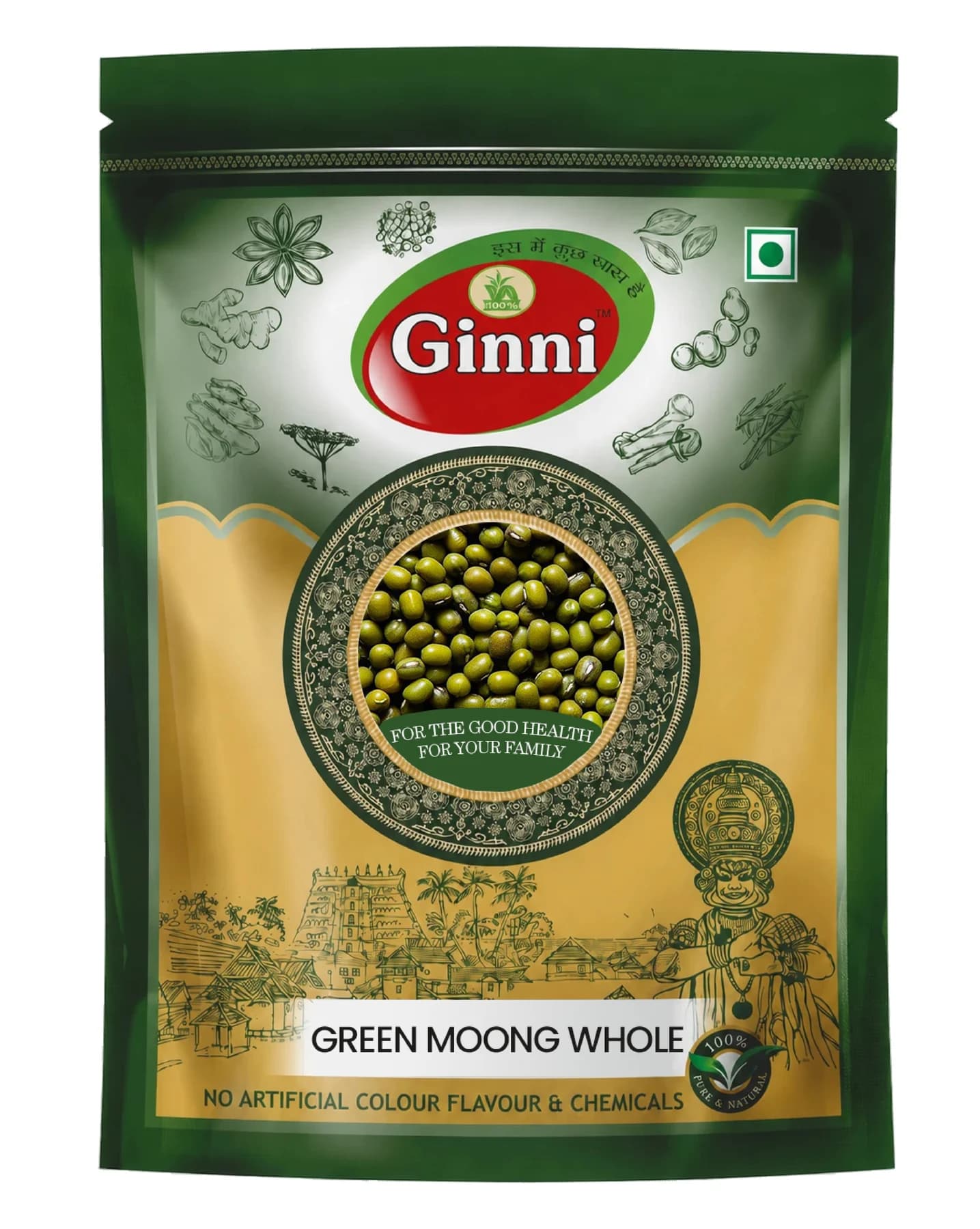 Ginni Green Moong Whole pack