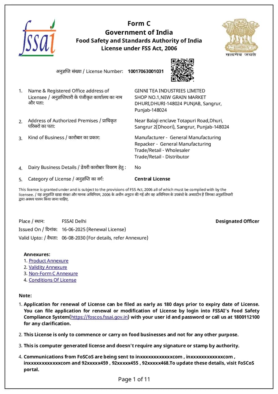 FSSAI Central Licence document preview